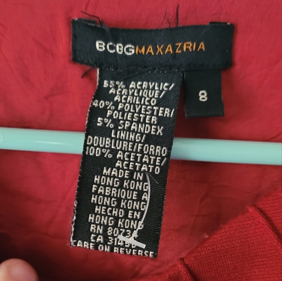 BCBG MaxAzria Red Sleeveless Sheath Dress | Stretch Knit Career / Cocktail Sz 8 - Picture 3 of 5